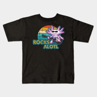 Rocksalotl Axolotl Guitar Rock Music Kids T-Shirt